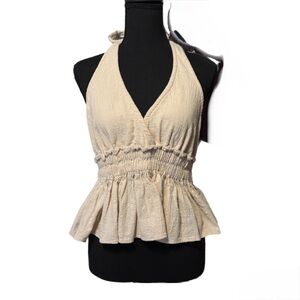 Ocean Drive Cream Halter Top size M